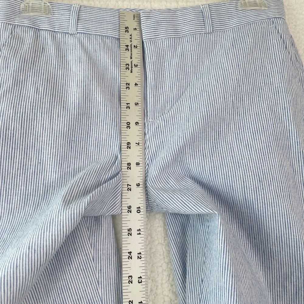 Banana Republic Avery Pinstripe Linen Blend Pants Blue White Womens 6P Petite